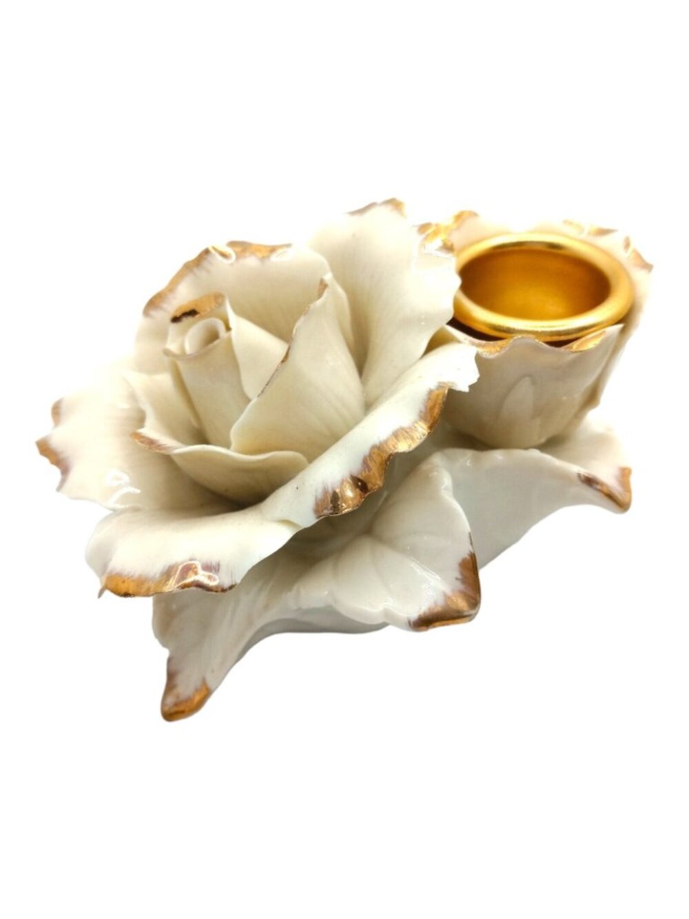 Winter Rose Porcelain Candle Holders Romantic Cottage Whimsy Fairy Vintage - Picture 4 of 8